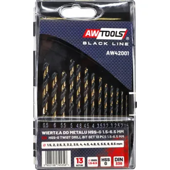 Vrtačka AWTools vrtačka DRILL METAL HSS M2 SET. 13PCS/1,5 – 6,5MM/ PREMIUM AW42001 AWTOOLS