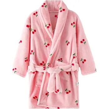 teploměr do vody pro miminko Dětský plyšový župan unisex Zavazování na tkaničku Růžový dětský župan s třešničkami z bavlny a polyesteru pro pohodlí 10