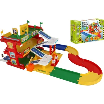 autodráha WADER Garáž servis 3 patra + dráha 1,5m + 2 auta