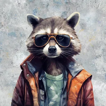 Teplákovina Hipster mýval, panel 55x73 (E) (Panely a ladící metráž)