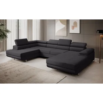 Sedací souprava Eka Rohová sedačka ALICE U, 347 cm Roh pohovky: Levý roh, Barva látky: VOGUE 18 (Černá)
