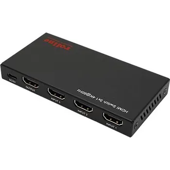 Hi-Fi komponenty ROLINE HDMI přepínač 3:1, 4K@60Hz, dálkové ovládání - 14.01.3616