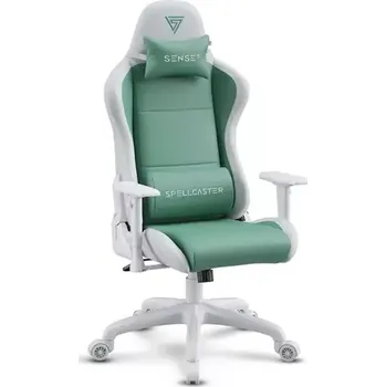 Herní židle SENSE7 Spellcaster FUKU PU bílo-zelená (5902659845122)