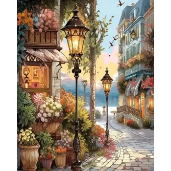 Puzzle NORIMPEX Diamantové malování Květinová ulice 30x40cm