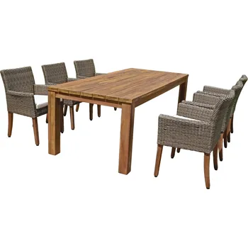 Zahradní sestava Garden Pleasure Pala sedací souprava krémově bílá, přírodní plast, dřevo, 7 dílů | 985176-6