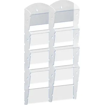 Corping Nástěnný plastový zásobník na prospekty - 2 x 4 A5, bílý