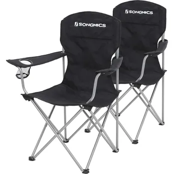 Zahrada SONGMICS Sada 2 skládacích židlí, 76x51.5x95.5cm, černá Kempingová židle