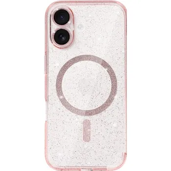 Pouzdro na mobilní telefon Zadní kryt Glitter Magsafe pro iPhone 17 pink clear