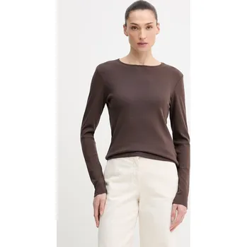 Pánské tričko Bavlněné tričko s dlouhým rukávem United Colors of Benetton 3GA8D10CF hnědá 89X, vel. XS