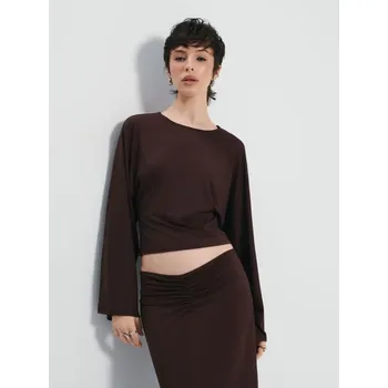 Dámské tričko Tričko s dlouhými rukávy - S - House - tmavě hnědá - 614JL-89X