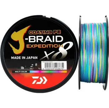 Rybářská šňůra Pletená Šňůra DAIWA J-BRAID Expedition 3000m Multicolor 0,35mm/36,0kg