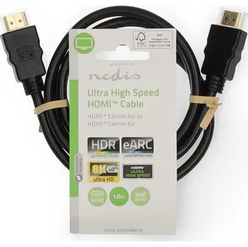 Video kabel Nedis CVGL35000BK10 HDMI 8K@60Hz 48 Gbps 1 m