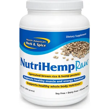 NAHS | Raw konopný & naklíčený rýžový protein NutriHemp – bez příchuti dávka 29 g = 16 g bílkovin, 6 g vlákniny, 10 g sacharidů a 1 g tuku - 800 g
