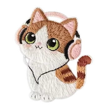 Nášivka Nažehlovací nášivka - kočka se sluchátky III (4,5 x 6,0 cm)