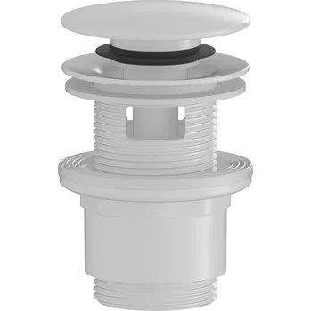 Odvodňovací žlab CERANO - Umyvadlová výpusť - 5/4“ click-clack s přepadem - plast - 35/50mm - bílá lesklá