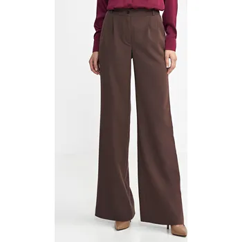 Široké kalhoty s plisé SD127 Barva: Hnědá, Velikost: S