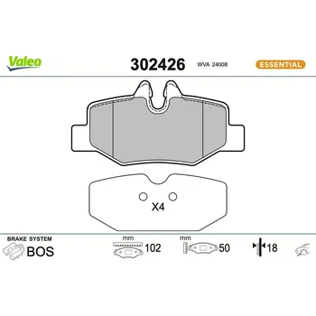 Brzdová destička Sada brzdových destiček, kotoučová brzda VALEO 302426