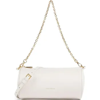 Kabelka Coccinelle oval kožená crossbody kabelka bílá - Aura