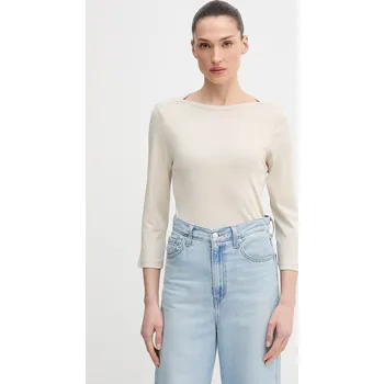 Oblečení a móda Bavlněné tričko s dlouhým rukávem United Colors of Benetton 3GA8D10C4 béžová 80X, vel. M