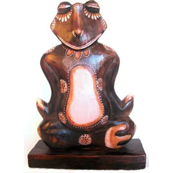 Žába / Žabák 2 dřevěná Socha Meditace 33cm