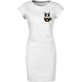 Dámské šaty Bavlněné letní šaty Pejsek v šálku Velikost: XL, Barva: Bílá