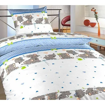 Bytový textil Krepové povlečení Sloni denim 140x200 70x90