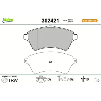 Brzdová destička Sada brzdových destiček, kotoučová brzda VALEO 302421