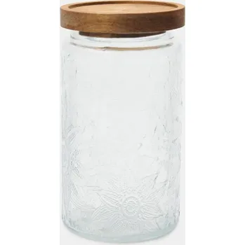 Dóza na potraviny Sinsay - Nádoba na potraviny s reliéfním květinovým vzorem - clear - 189HO-CLR - 189HO-CLR-ONE