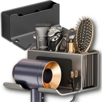 Držák na kartáček Samolepicí držák na fén černý organizér