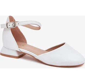 Dívčí sandály Dětské Lesklé Sandály Na Nízkém Podpatku Nelly Barva: Bílá, Velikost: 32