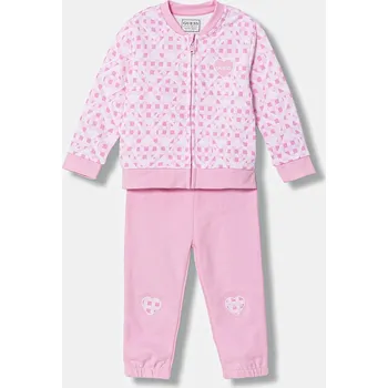 Kojenecká souprava Bavlněná tepláková souprava pro miminka Guess A6RG00.KA6R4.PPY2 růžová 30X, vel. 62-68