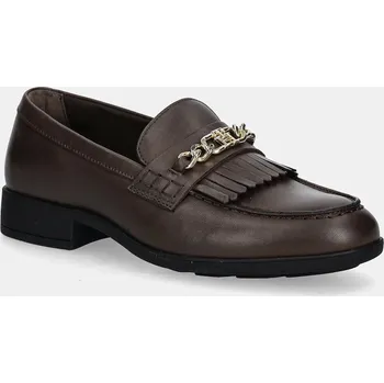Dámské mokasíny Kožené mokasíny Tommy Hilfiger TH CHAIN FRINGE LEATHER LOAFER FW0FW08971 hnědá 89X, EUR 38