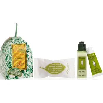 Kosmetická sada L’Occitane Verbena L’Occitane Verbena hydratační gel krém na ruce 10 ml + L’Occitane Verbena tuhé mýdlo 25 g + L’Occitane Verbena tělové mléko 50 ml kosmetická sada