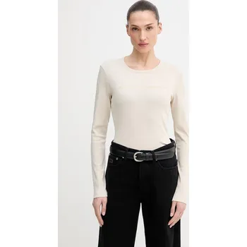 Bavlněné tričko s dlouhým rukávem United Colors of Benetton 3GA8E16G0 béžová 80X, vel. M