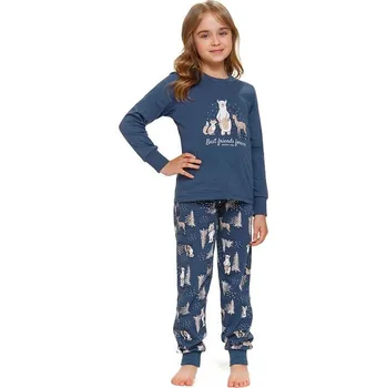Dívčí pyžamo Dětské pyžamo Best Friends lesní zvířátka modré 110/116