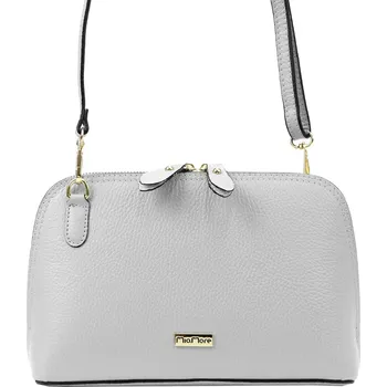 Kabelka Kožená crossbody kabelka MiaMore 01-043 šedá