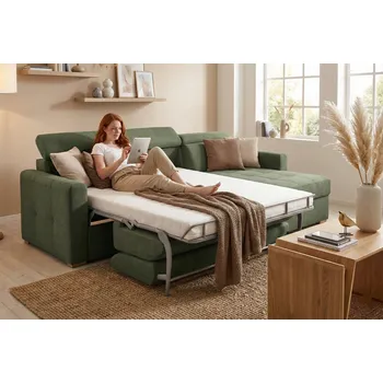 Sedací souprava Rohová rozkládací sedací souprava pro každodenní spaní NARDO 2 Pravý roh - plocha spaní 160x190 cm