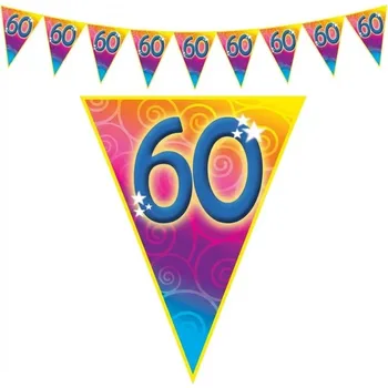 Plastová vlajková narozeninová girlanda číslo 60 délka 5m
