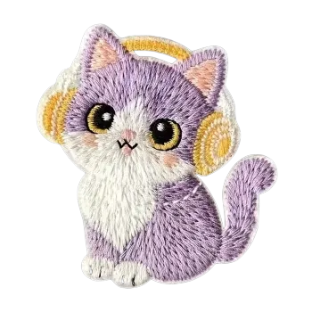 Nášivka Nažehlovací nášivka - kočka se sluchátky II (4,5 x 6,0 cm)