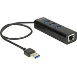 Delock USB 3.0 Hub 3 Port + 1 Port Gigabit LAN 10/100/1000 Mb/s 62653