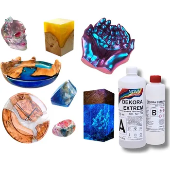 Křišťálová pryskyřice na extra velké dekorace DEKORA EXTREM 300-120-300 řídká UV++ Balení A+B: 4,2 kg