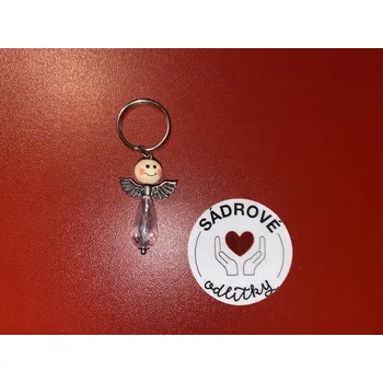 HandMade by JaJa Přívěšek - andílek pro štěstí (křišťál s dřev.hlavou)