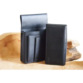 Peněženka Kožená kasírka LG-01 černá + pouzdro na kasírku 5167 černé, Lagen