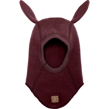 Kojenecká čepice MIKK-LINE Merino kukla s králičími oušky červená Rum Raisin - Velikost: 50-56 Červená 50-56