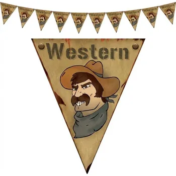 Plastová girlanda vlajková Western kovboj 5 m