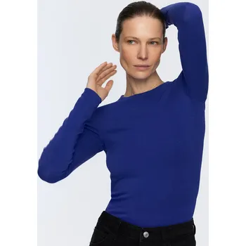 Dámské tričko Reserved - Tričko s dlouhými rukávy a vysokým podílem modalu - hyacintová - 416GA-54X - 416GA-54X-S