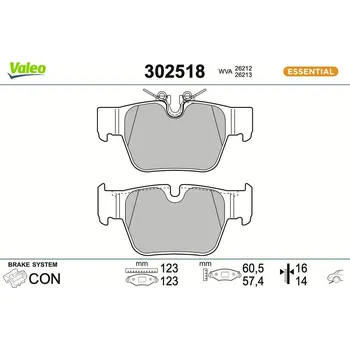 Brzdová destička Sada brzdových destiček, kotoučová brzda VALEO 302518