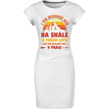 Dámské šaty Bavlněné letní šaty Nejhorší den na skále Velikost: M, Barva: Bílá
