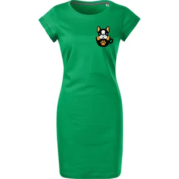 Dámské šaty Bavlněné letní šaty Pejsek v šálku Velikost: S, Barva: Středně zelená