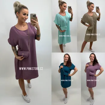 Dámské šaty Šaty s kabelkou MILA Barva: Tyrkys